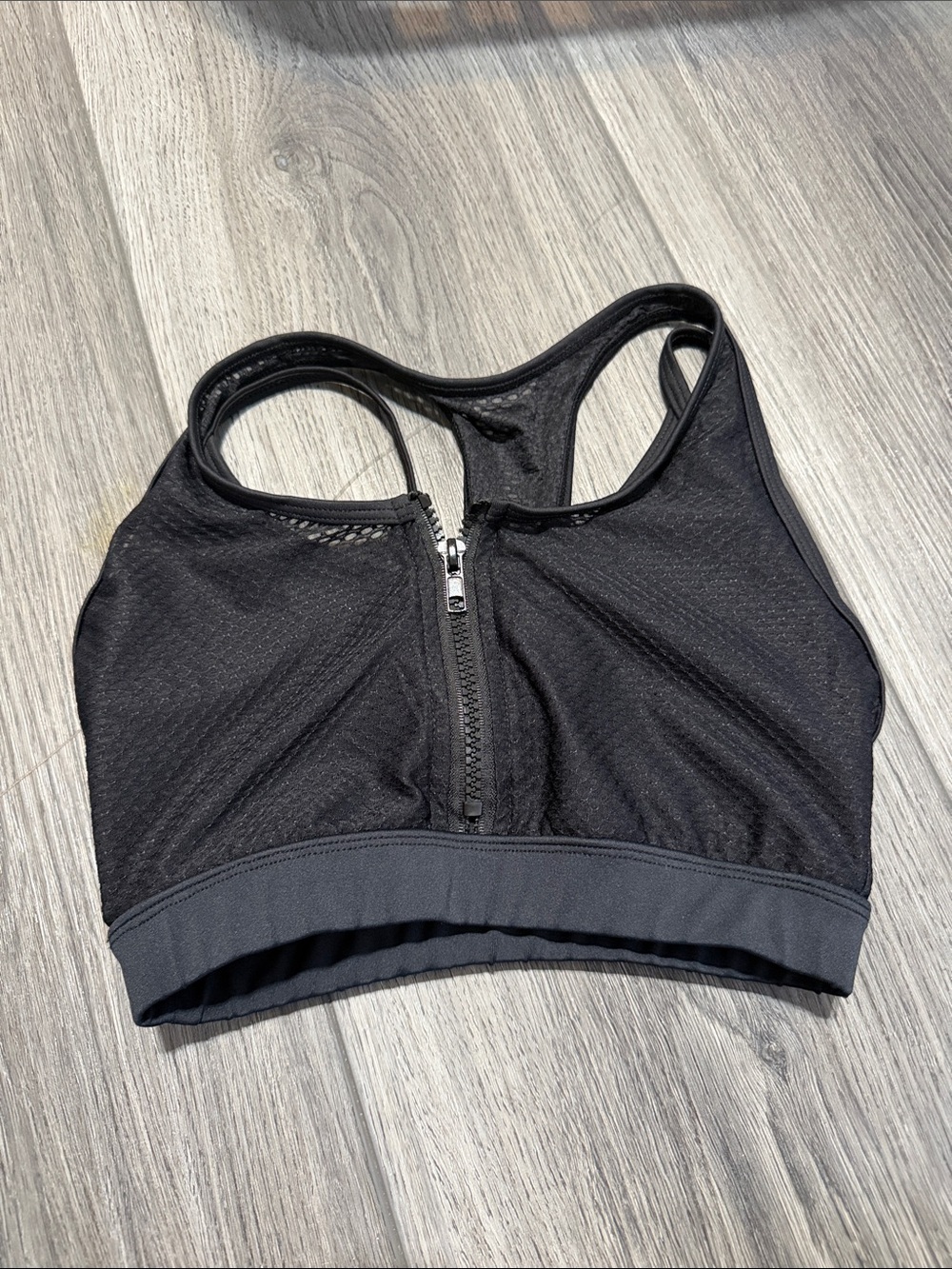Zip-Front Black Racerback Sports Bra